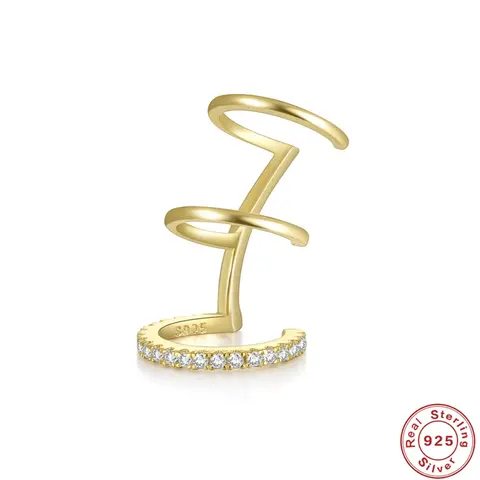 LENNIK 여성용 진짜 925 스털링 실버 스파클링 지르콘 클립 귀걸이, 우아한 신부 웨딩 파티, 고급 주얼리 귀걸이, 1 개