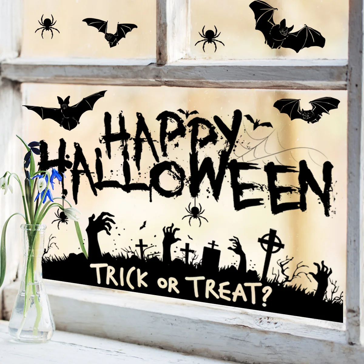 Halloween Stickers for Window Decoration Grim Reaper Witch Ghost Wall Sticker Halloween Decoration Bat Decal Party Supplies