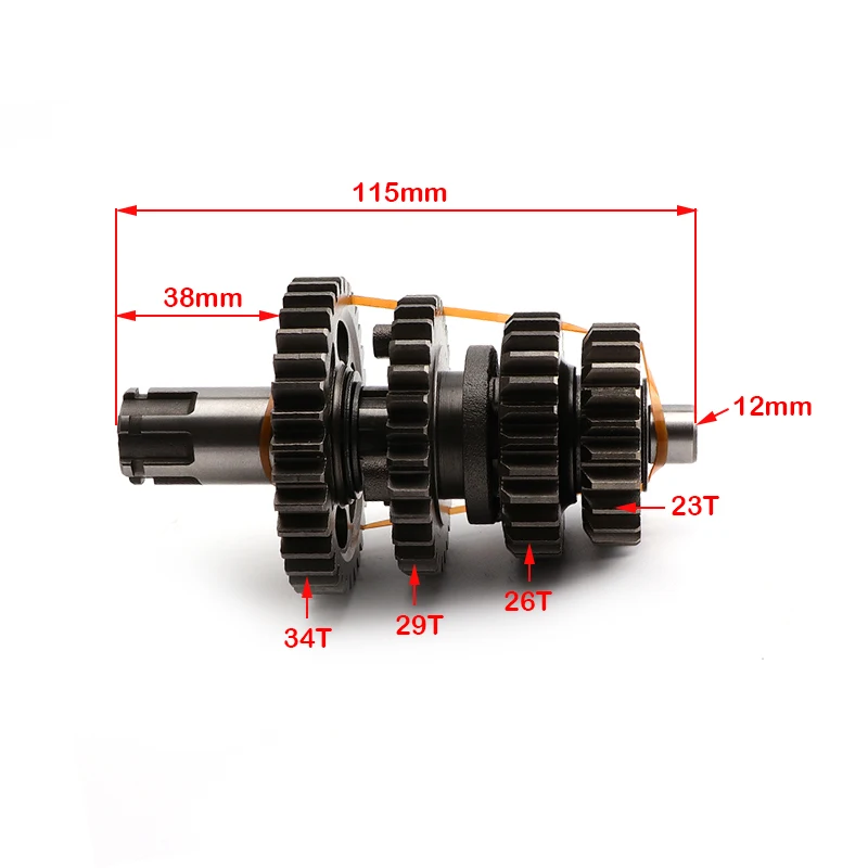 Lifan 125 gearbox assembly transmission main and countershaft, suitable for lf 125cc horizontal engine parts