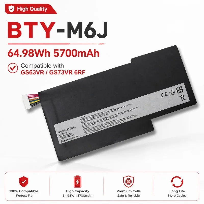 Laptop Battery BTY‑M6J for MSI GS63VR GS73VR 6RF GS63 MS‑16K2 Replacement Notebook Battery High Quality