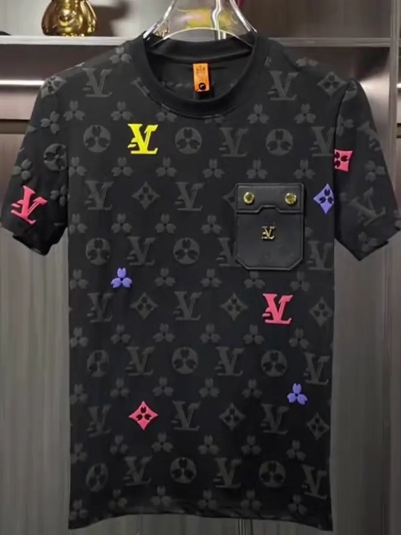 

Fashion Trend Letter Foam Printing Men's Short Sleeve T-Shirt 2025 Summer New Crew Neck T-Shirt Casual Versatile