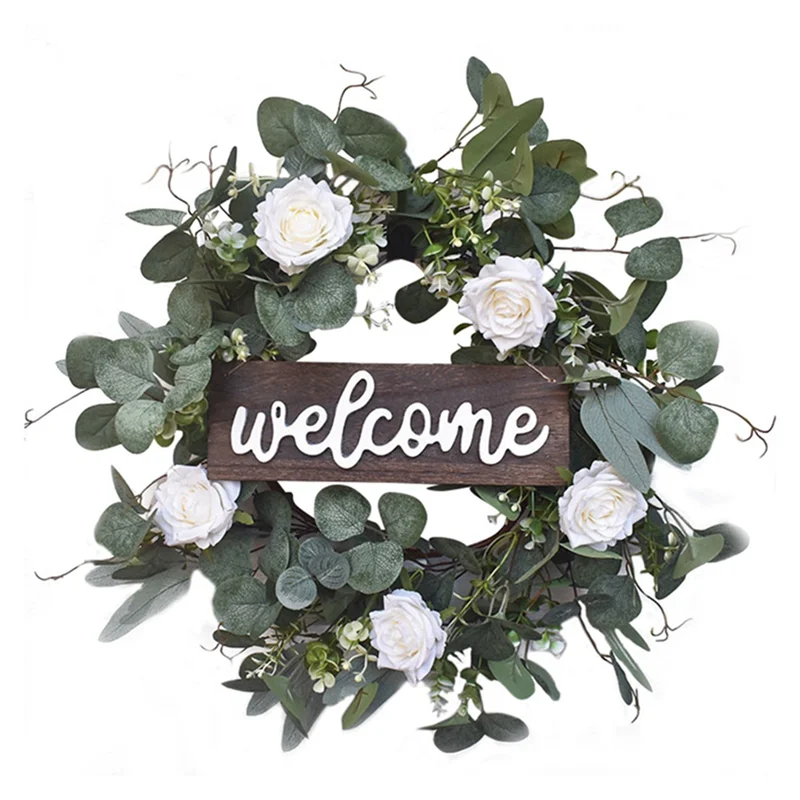 A59E-1 قطعة باب الديكور عيد الميلاد الأوكالبتوس العلامة التجارية الشهيرة الصغيرة إكليل الباب معلقة إكليل عيد الميلاد الأخضر أنيقة ومريحة