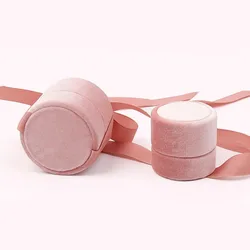 Pink Color Handmade Gift Box Engagement Ring Bowknot Velvet Fashion Accessories Displays Box Jewelry Display Jewelry Box