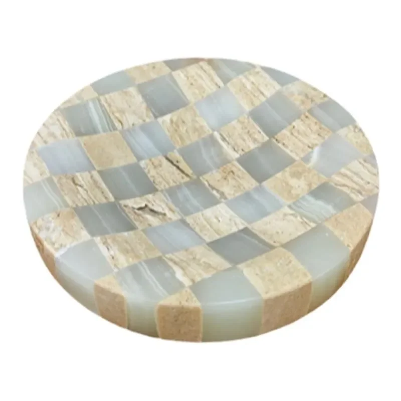 ins Xiaohongshu light luxury color matching jewelry storage box natural marble mosaic small tray
