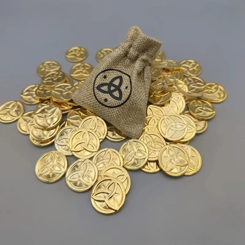 Genshin Impact Mora Coins with Bag 10/20/30/40/50Pcs Anime Golden Collection Prop Cosplay Trengthen Equipment Rock God Fans Gift image 2