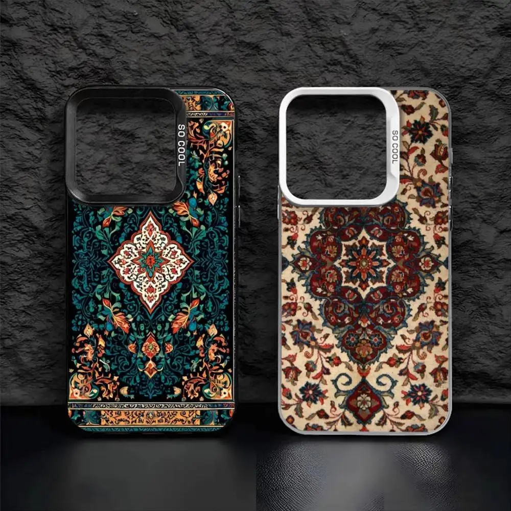 

Persian Carpet Flora Phone Case For iPhone 16,15,14,13,12,17,Pro,MAX Black Matte Shockproof Cover