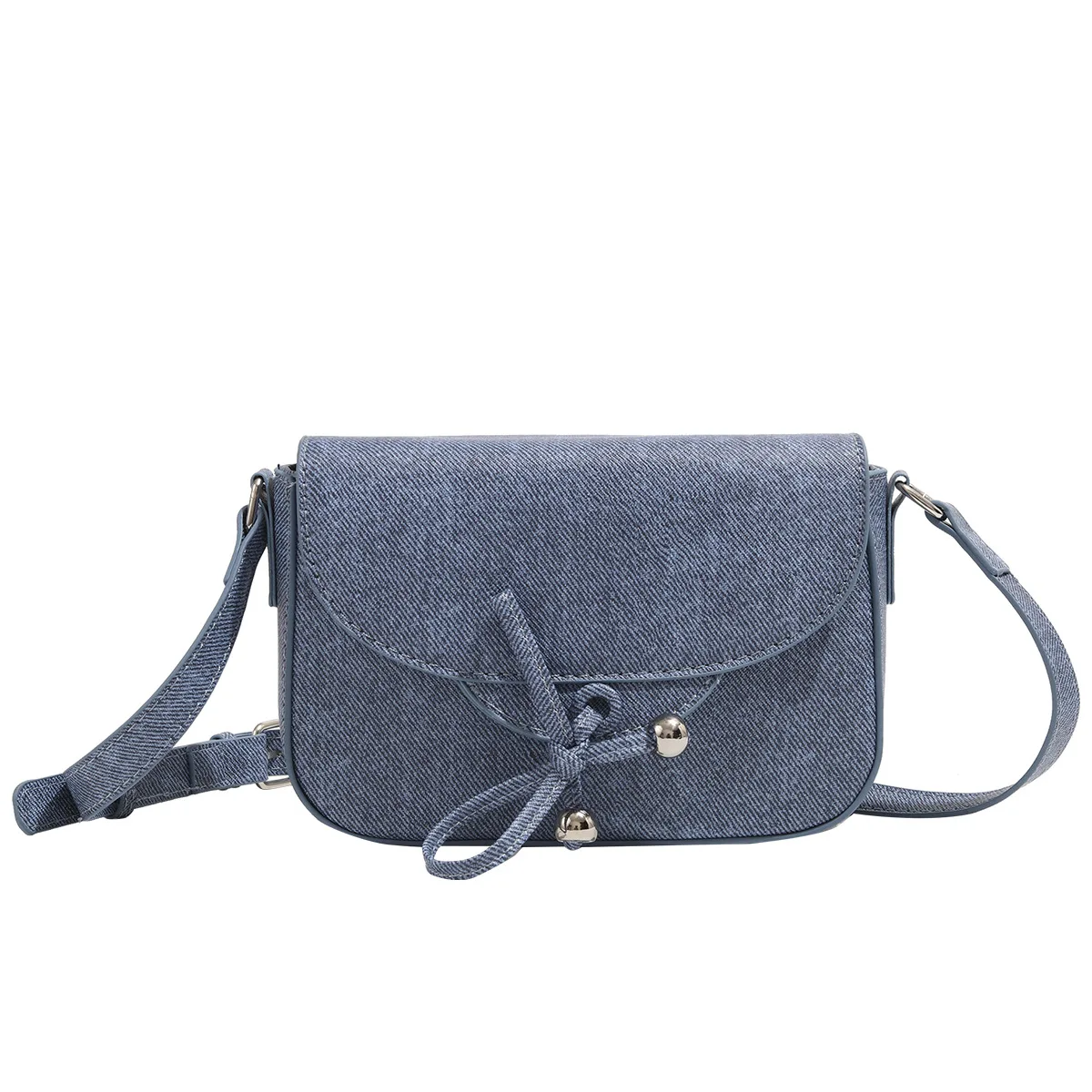 

TRSYPHXM 2025 new denim bow tie crossbody bag, women's niche bag, high-end and age reducing small square bag