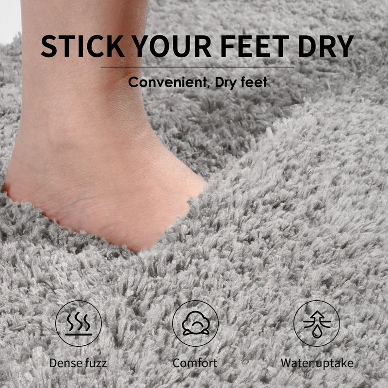 Bathroom Mat Thickened and Hemmed Rug Solid Colour Simple Bathroom Water-absorbent Non-slip Mat Machine Washable Shower Mat