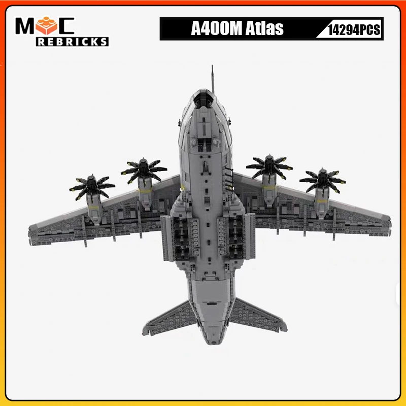 MOC-156206 Large Military Transport Aircraft Airbus A400M Atlas Building Block Model Bricks Toy Collection Expert Kid Xmas Gift