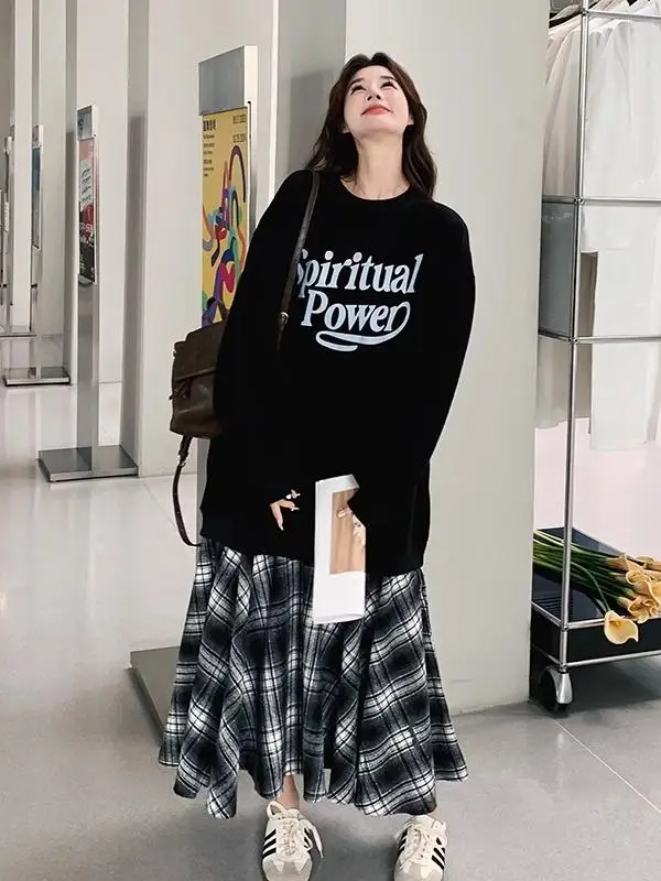 한국 스타일 드레스 여성복 가을 겨울 루즈핏 한국 스타일 가짜 두 조각 플래이크 여성용 드레스 원피스 드레스