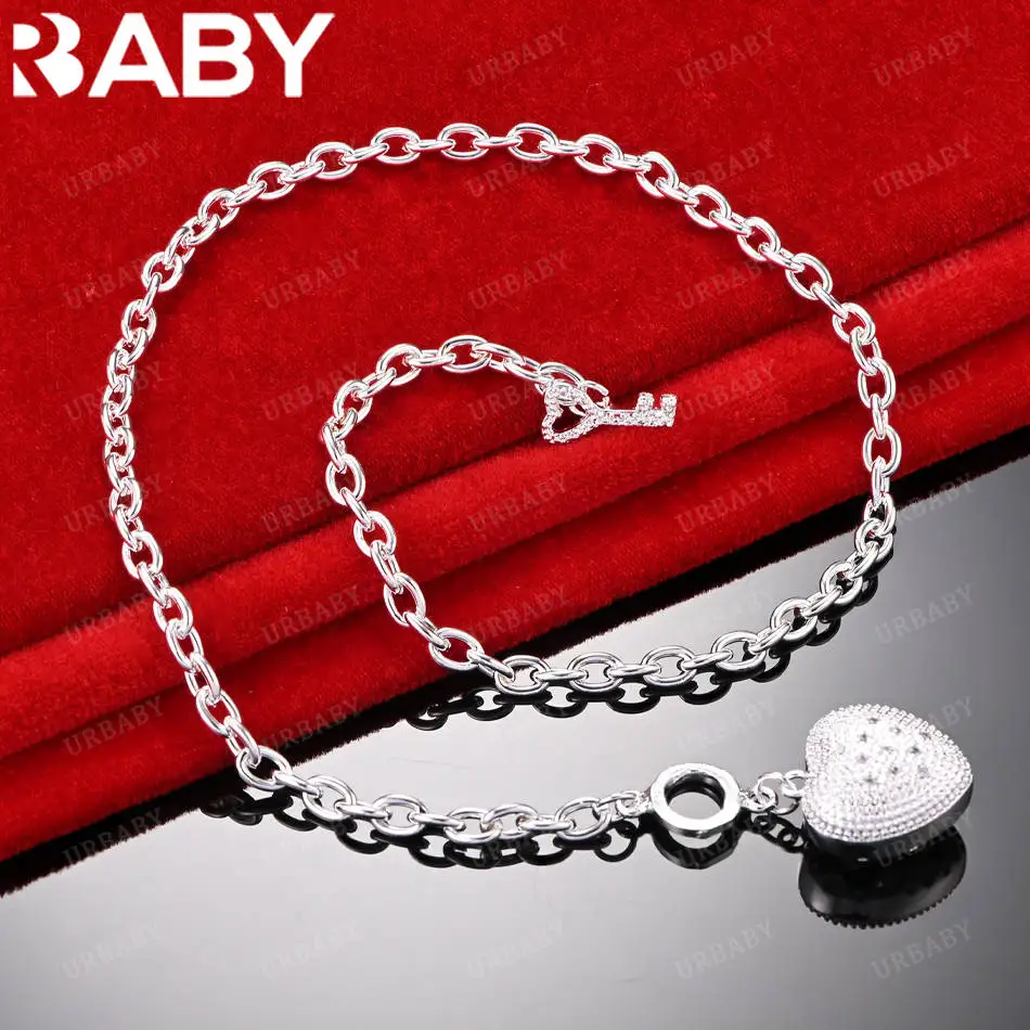 

URBABY 925 Sterling Silver 50cm Zircon Love Chain Necklace For Women Anniversary Gift Popular Wild Fashion Romantic Jewelry