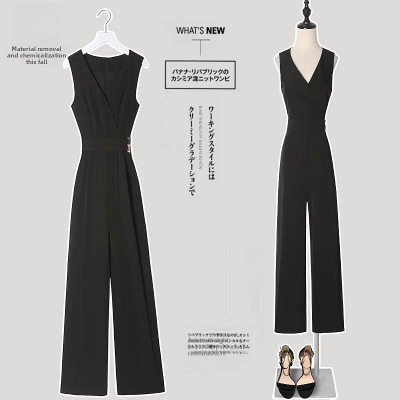 กางเกงขายาวผ้าชีฟองบางเบาทรงขากว้างเอวสูง ช่วยพรางหุ่น ชุดเอี๊ยมกระโปรงยาวสำหรับผู้หญิง สไตล์ลำลอง เหมาะสำหรับใส่ไปทำงาน