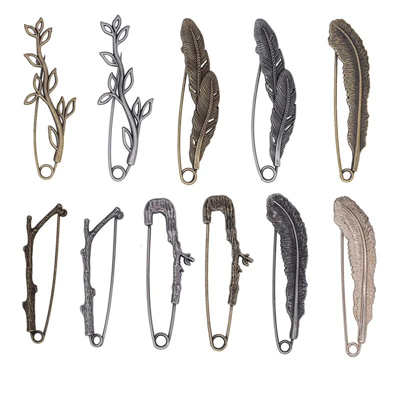 

New Vintage Leaf Branch Large Brooch Pins for Scarf Shawl Clothing DIY Unisex Alloy Fashion Decoration