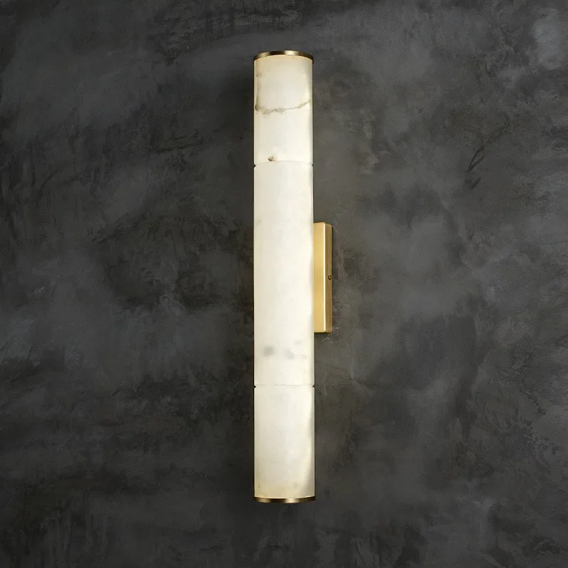 Modern Natural Marble LED Wall Lights Copper Alabaster Lamp Living Room Sconces Light Luxury Bedroom Lamp Vintage Home-appliance