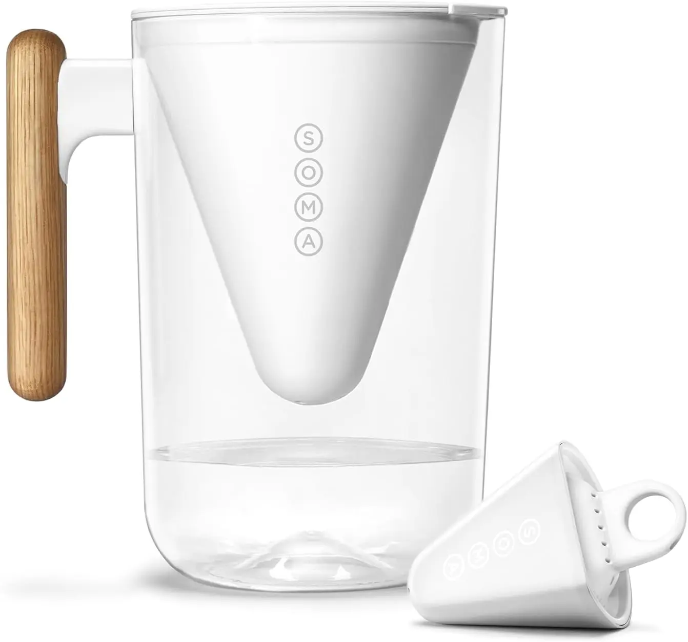 

10-Cup Water Filter Pitcher with Bamboo Handle, Coconut Carbon Filter for Clean Tasting Water