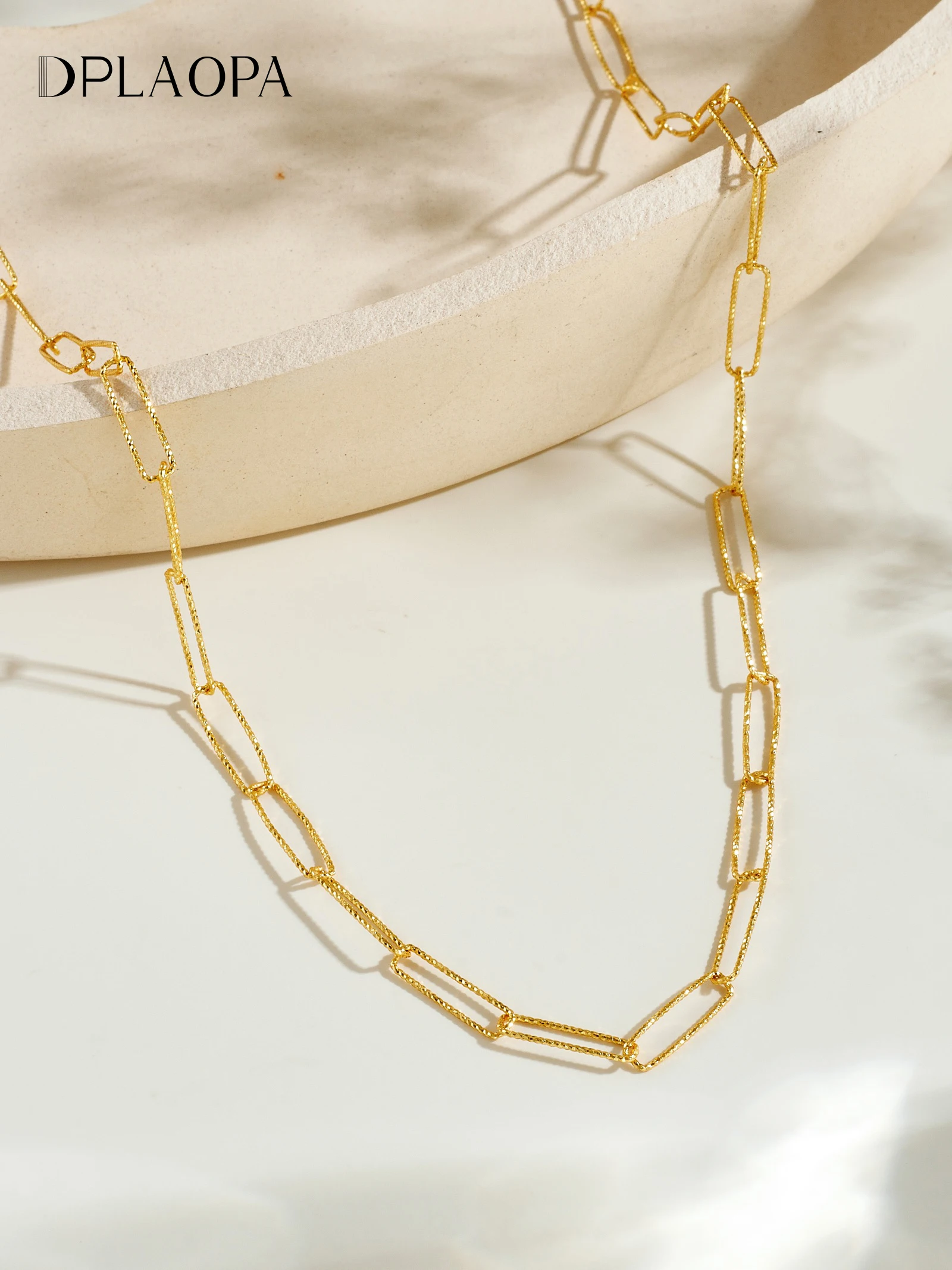 

DPLAOPA 925 Sterling Silver Gold Chain Necklace Bracelet Jewelry Set Women Rock Punk Simple Fashion Design Party Jewelry Gift