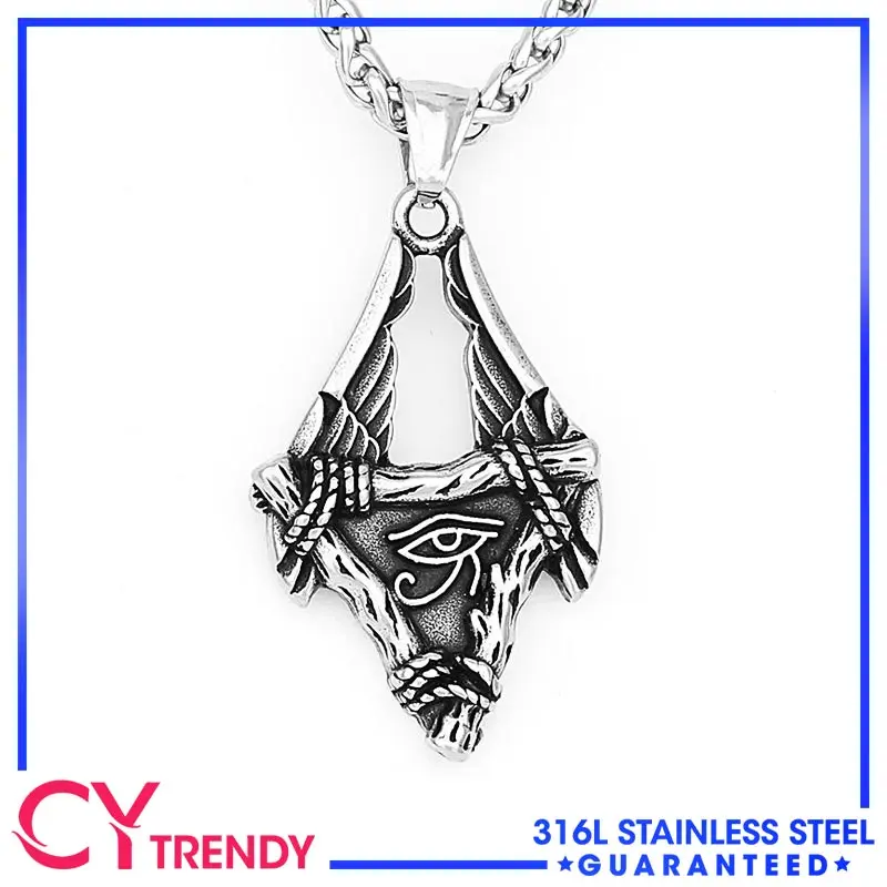 

Triangle Horus Eyes and Wings Minimalist ins Pendant for Male and Female Lovers Stainless Steel Pendant Necklace