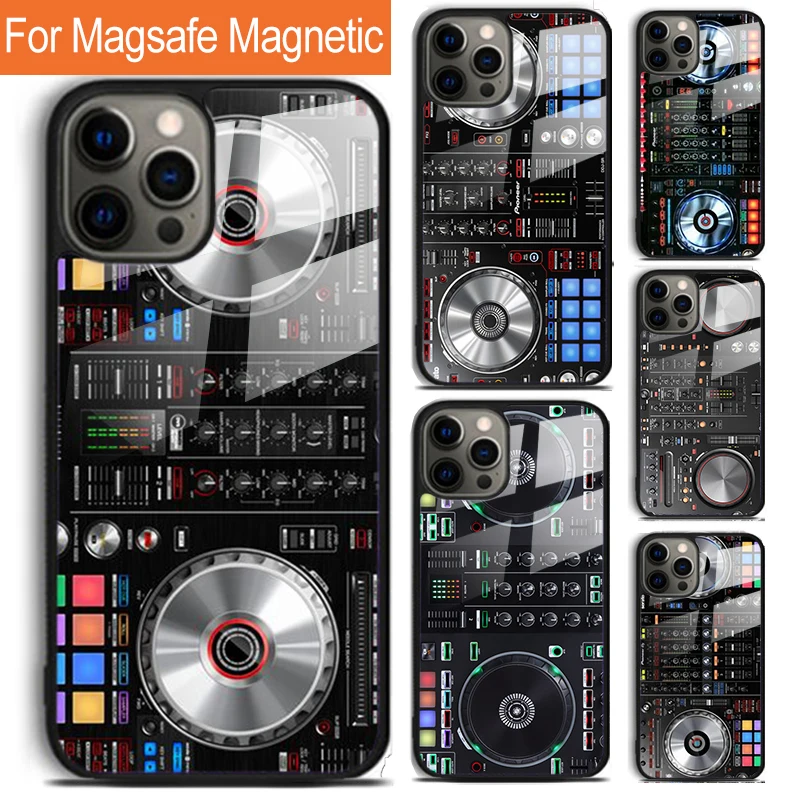 Música eletrônica dj controlador mixer caso de telefone para iphone 17 ar 16 15 14 12 pro max plus magsafe magnético sem fio capa