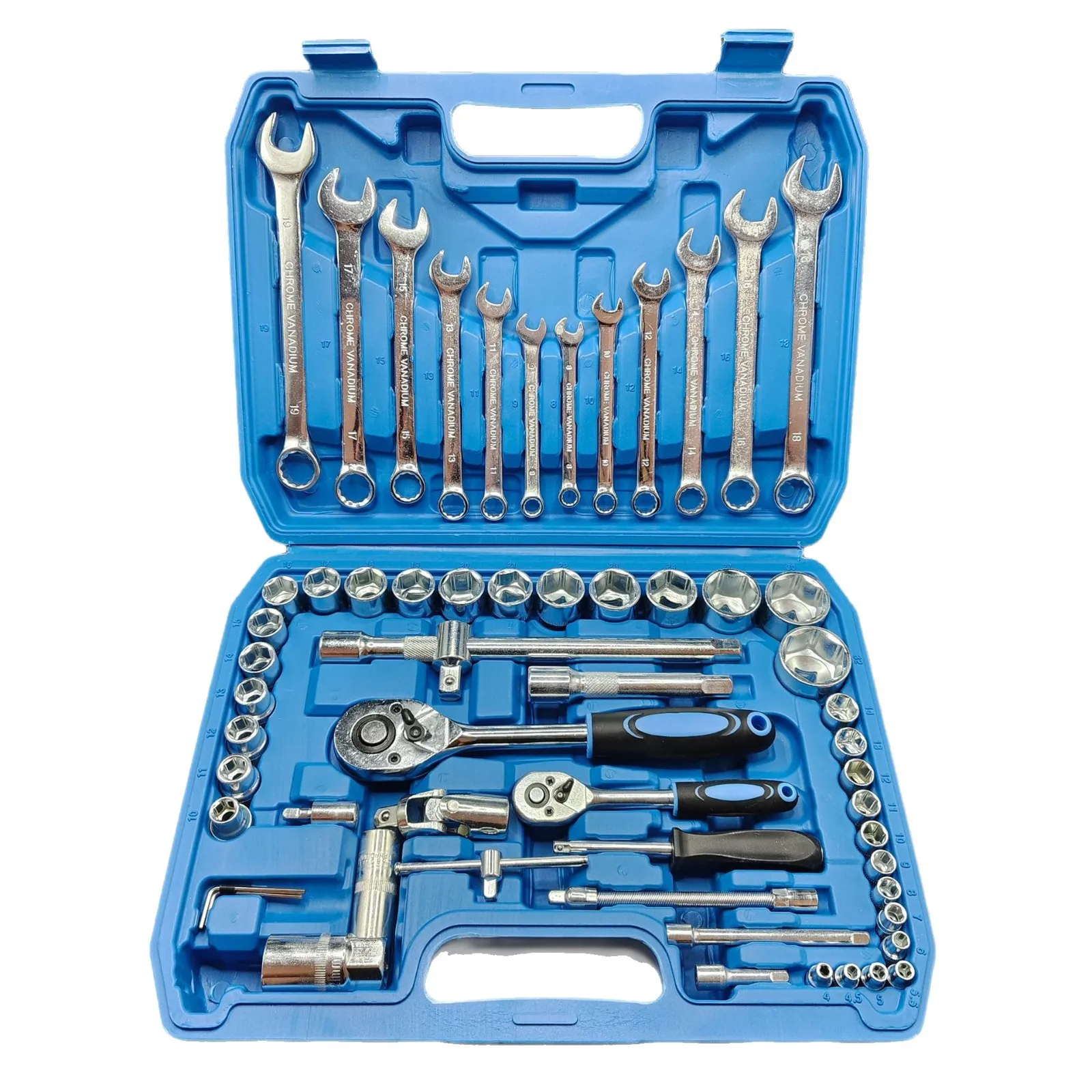 

61 Piece Auto Repair Combo Tools Universal Ratchet Socket Wrench Multi-Purpose Car Repair Motorcycle Repair Tool Box
