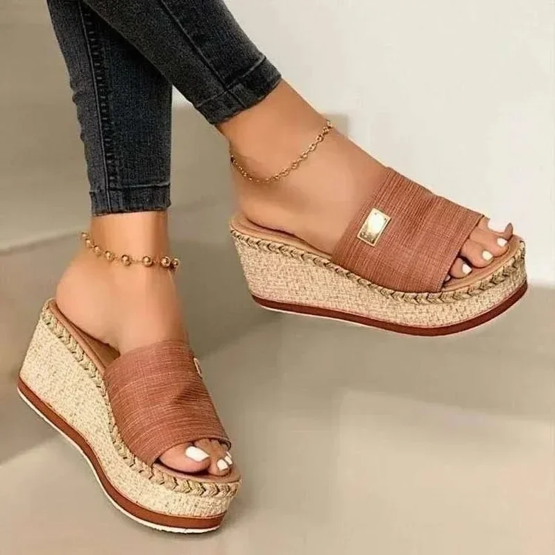 Womens Wedges Sandals Summer New  Thick Bottom Casual Shoes Ladies Leisure Slippers Female Platform Shoes Mules Slipper