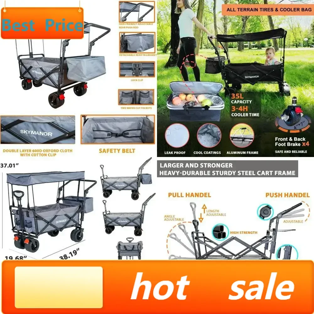 

Горячая распродажа: Сверхпрочная складная садовая тележка с съемным навесом и вседорожными колесами для хранения и перевозки грузов