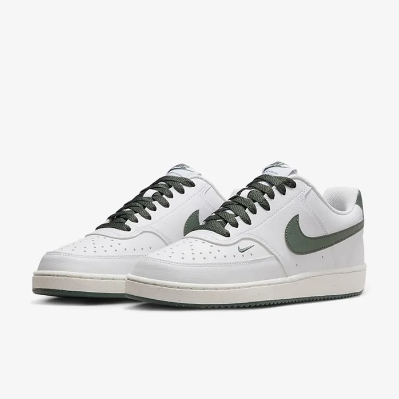 

Nike Synthetic Leather Upper, Wear-Resistant, Retro Basketball Style, Outdoor Women's Skate Shoes, New Court Vision Low, Lightweight and Comfortable Mesh Casual Low-Top Sneakers, White and Green Fresh Color Trendy Casual Flat Shoes, Versatile Fv9952-101