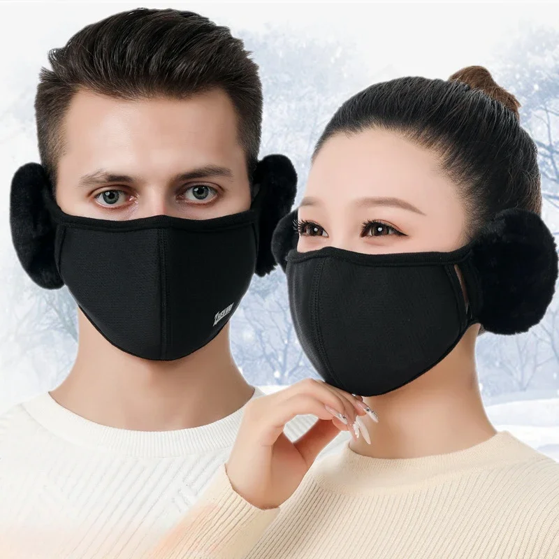 Winter Warm Face Mask with Earmuffs Windproof Motorcycle Cycling Ski Mask Women Men Hiking Riding Masks Sports Thermal Headwear