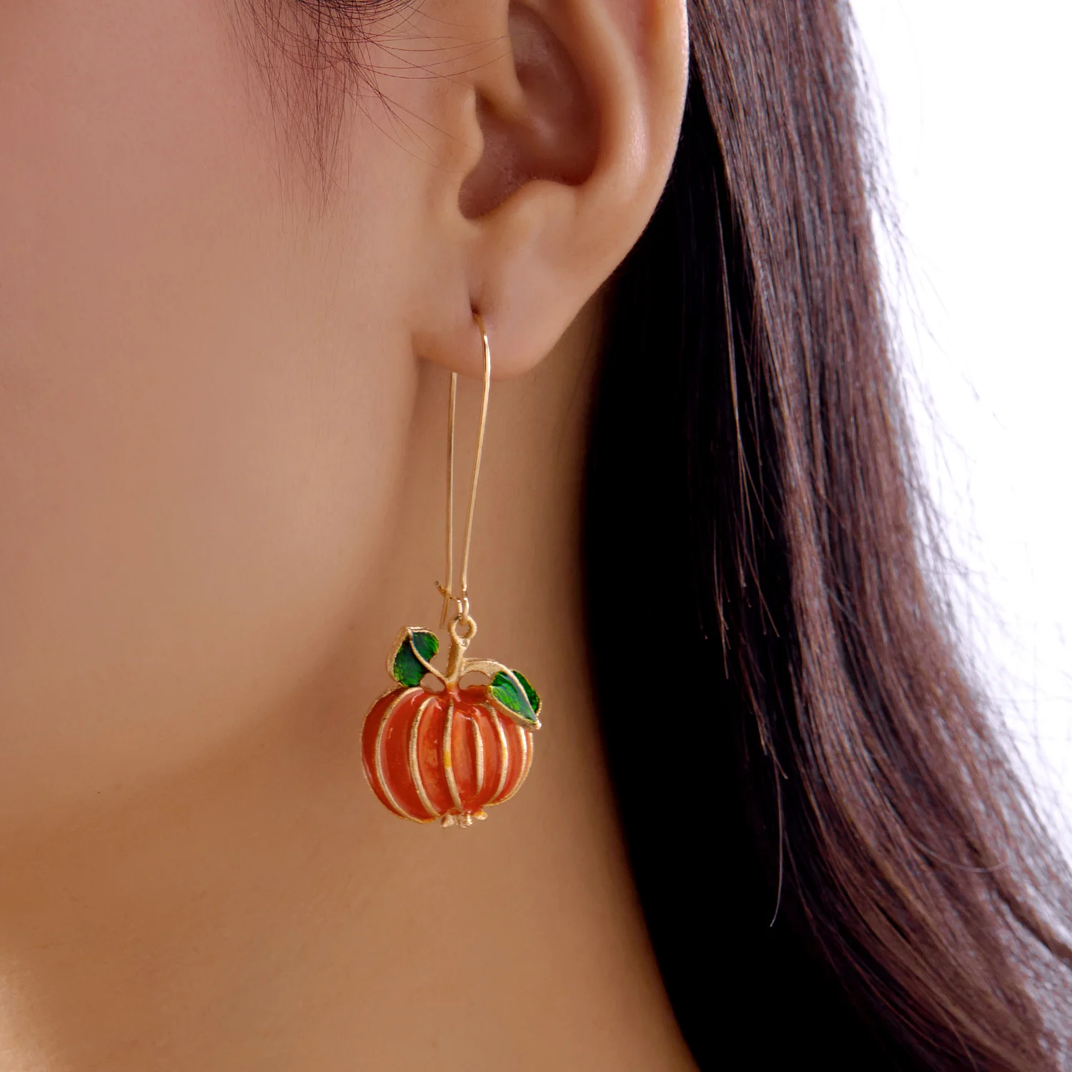 Trendige Halloween Lustige Kürbis-Ohrhänger für Frauen Asymmetrische Totenkopf-Skelett-Ohrhänger Party-Schmuck Geschenke 2025 – Detail 3