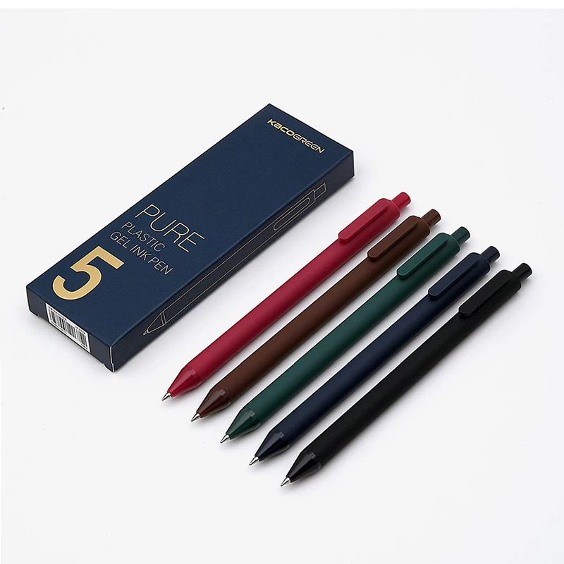 

5pcs/box Retro Dark Colored Gel Pens Retractable 0.5mm Fine Point Dark-Red/green/brown/blue Black Pens for Journaling