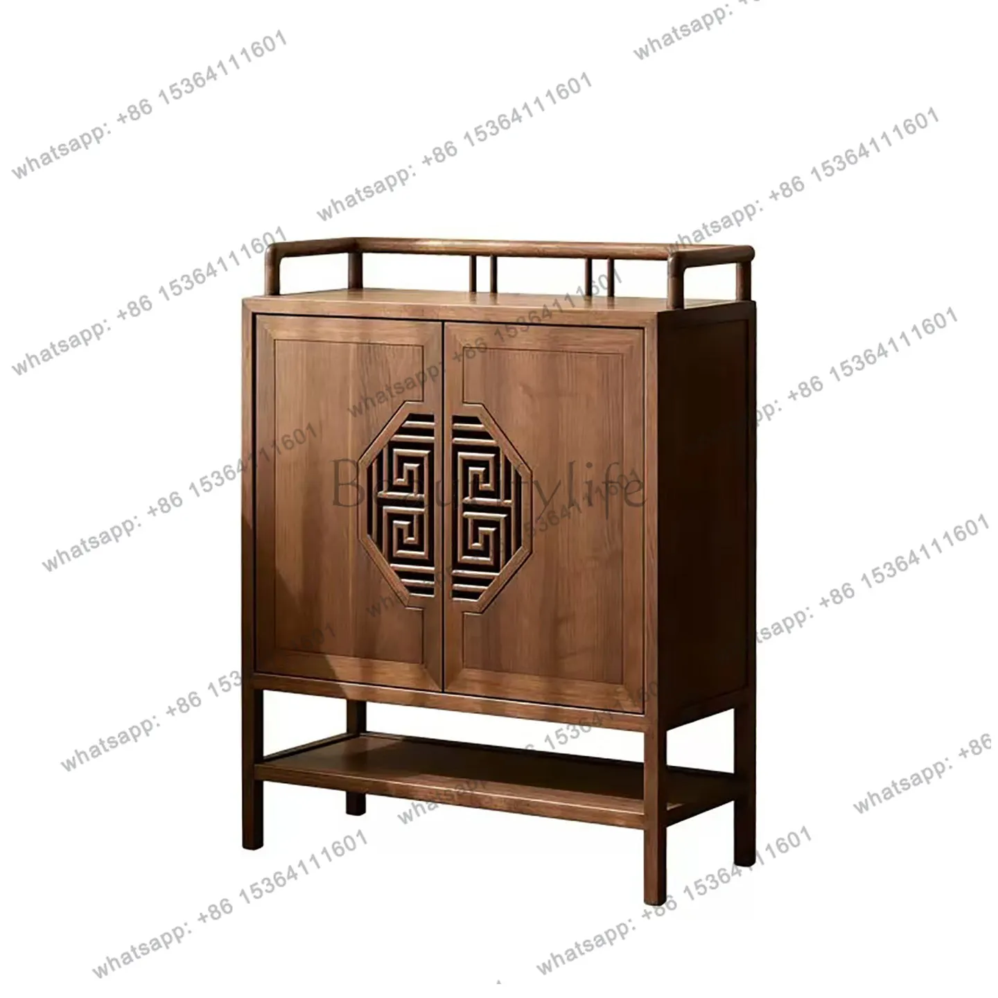 

YJ new Chinese style North American black walnut shoe cabinet entrance door porch partition storage side cabinet solid wood