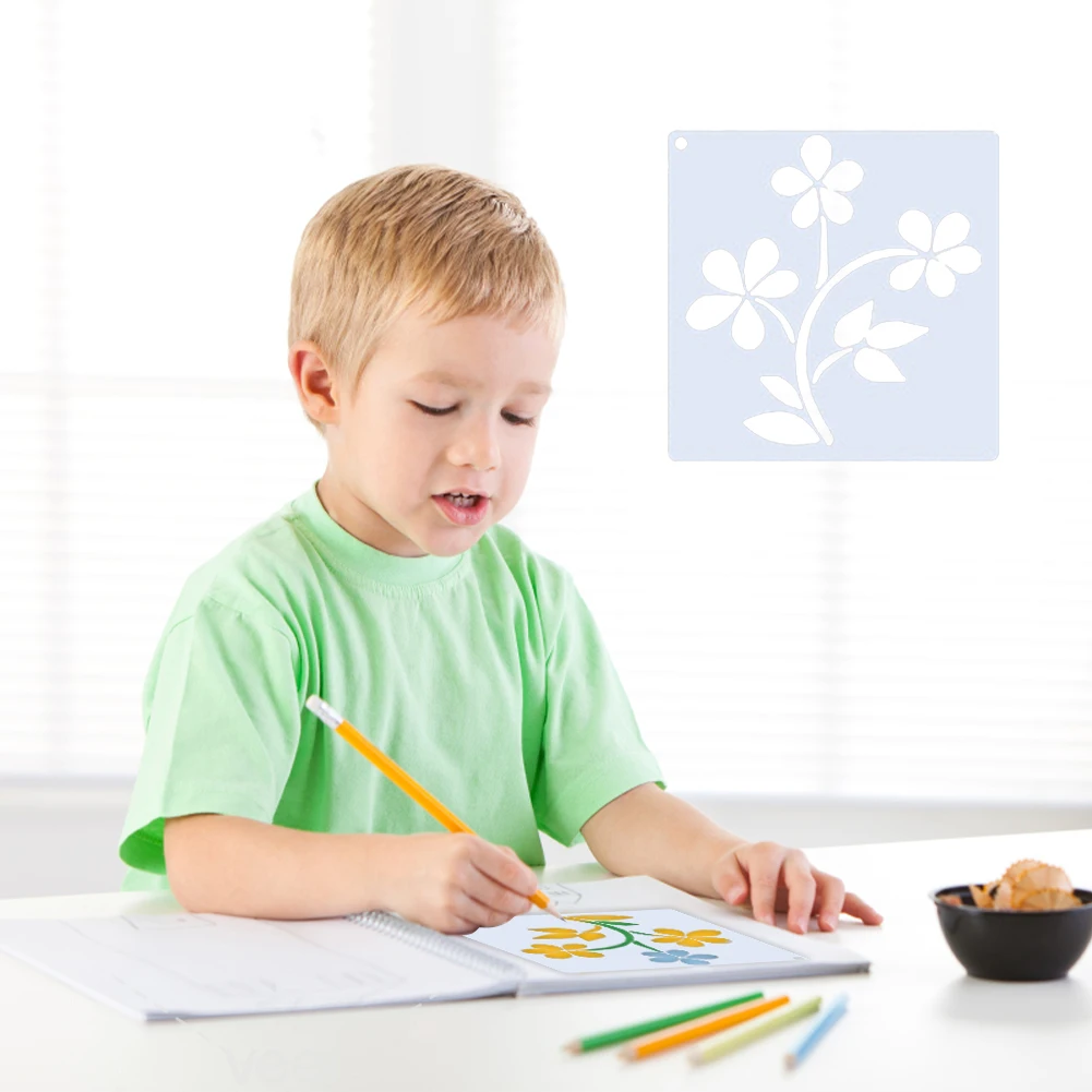 20แผ่นลายฉลุผ้าใบดอกไม้ผึ้งการตกแต่งบ้านพับได้ใบผีเสื้อสำหรับวาดภาพนกบนแผ่นไม้ฟิลด์ต้นไม้ไดอารี่