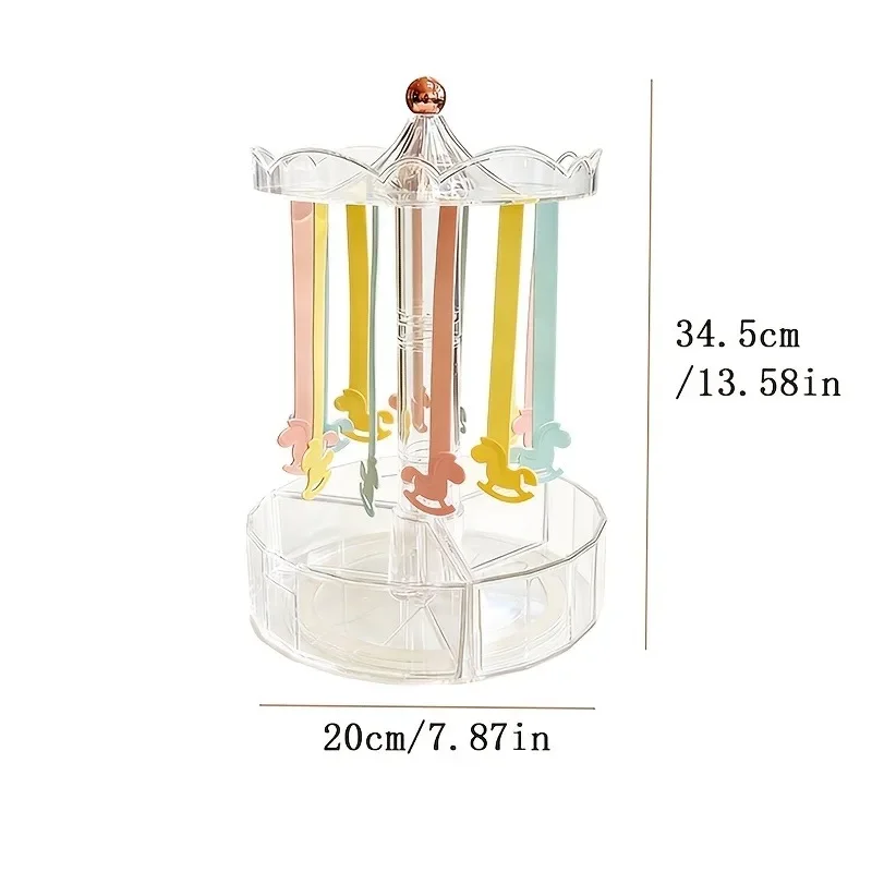 1pc Hair Accessory Storage Box Transparent Rotatable for Hair Ties Clips Bands Dressing Table Bedroom Display Stands Jewelry Box