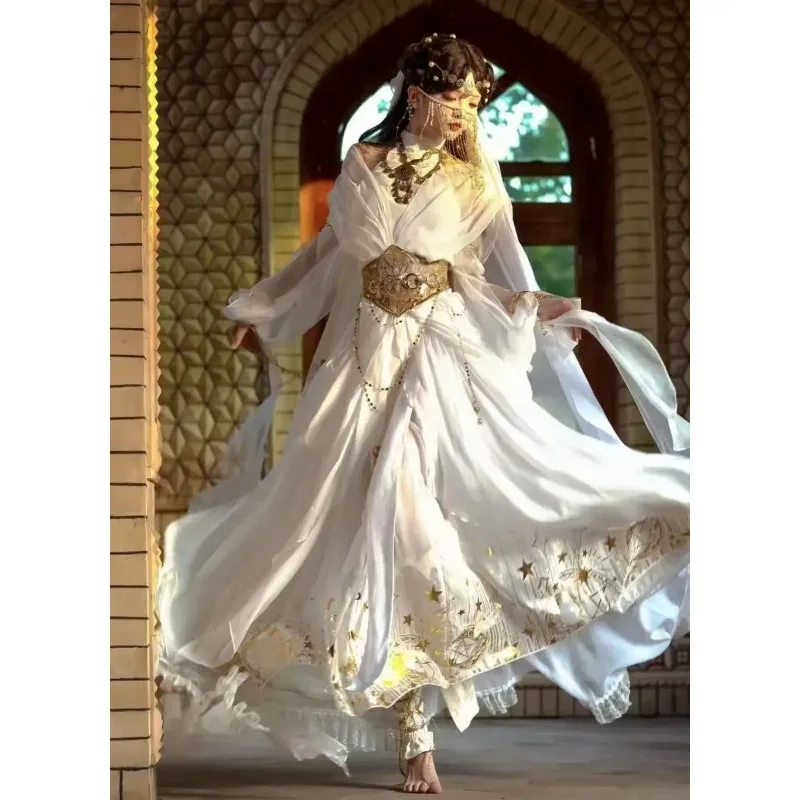 

Niche Exotic Princess Hanfu Dress Sewed Embroideries Classical Dunhuang Dance Suit Set Girls Halloween Fairy Cosplay Garment COS