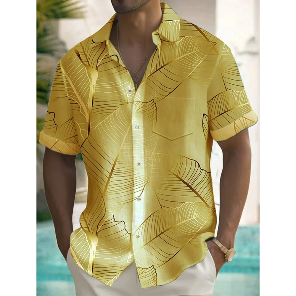 Men's Ing Födémgerenda Lezser Divat Rövid távú sleeved Ing számára férfiak Ingó- Lélegezhető Hawaii Ing Férfi Lezser men's Öltözés felső