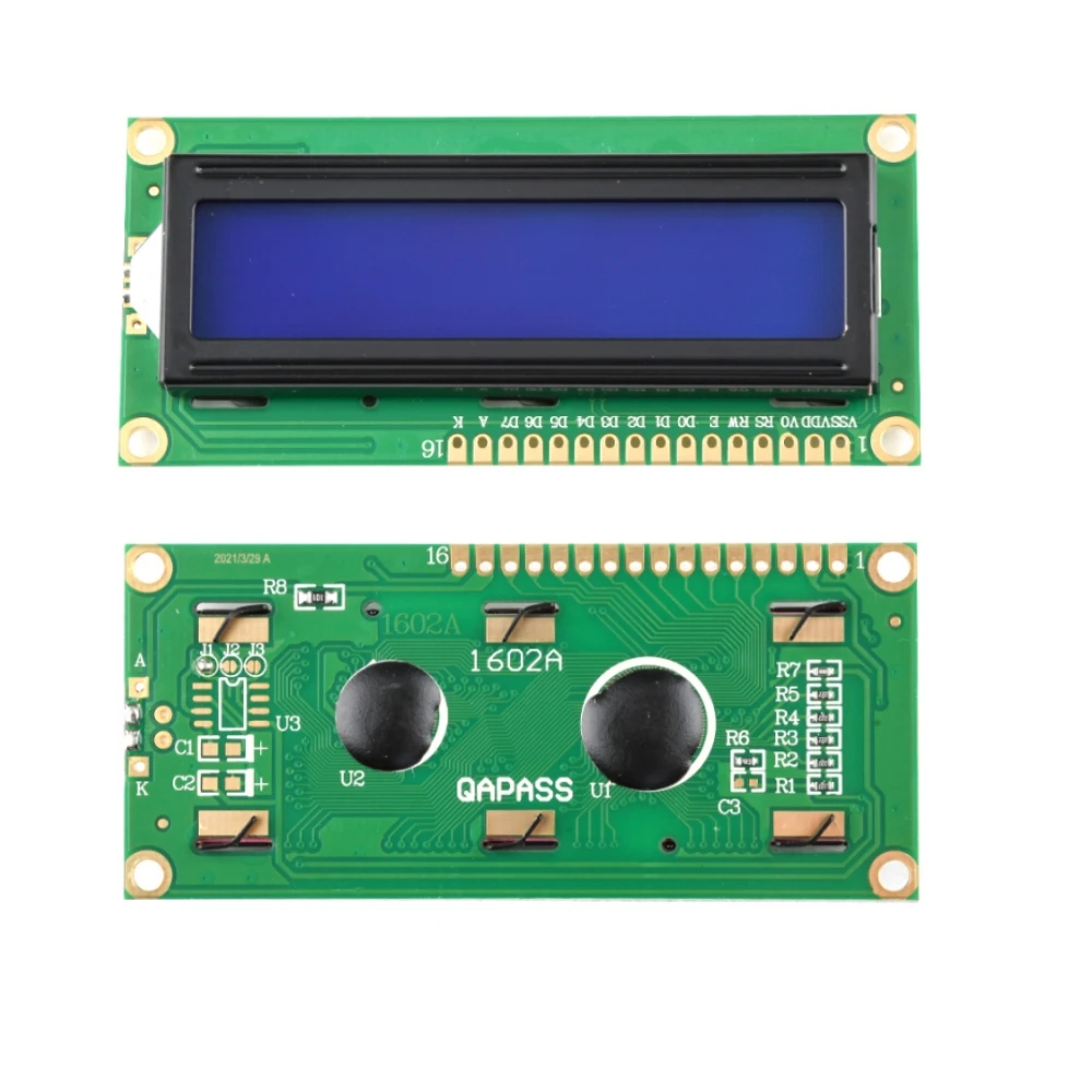 شاشة LCD1602 مع لوحة وحدة عرض LCD بإضاءة خلفية 2x16 حرف 1602 5 فولت لروبوت Ar-duino Duemilanove 1602A UNO R3 MEG
