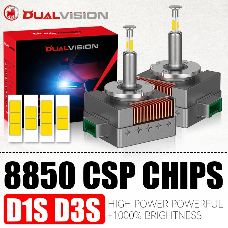 

Dualvision D SERIES D3S LED Car Headlight Bulbs D1S D3S D8S D1R D3R CSP CHIPS 6000K 70W Auto Lamps Plug&Play HID Conversion Kits