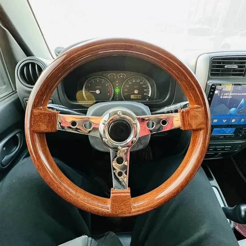 14 Inch Retro Mahogany Pattern Steering Wheel Universal Fit for Jetta Modified Racing Car Accessories 380mm