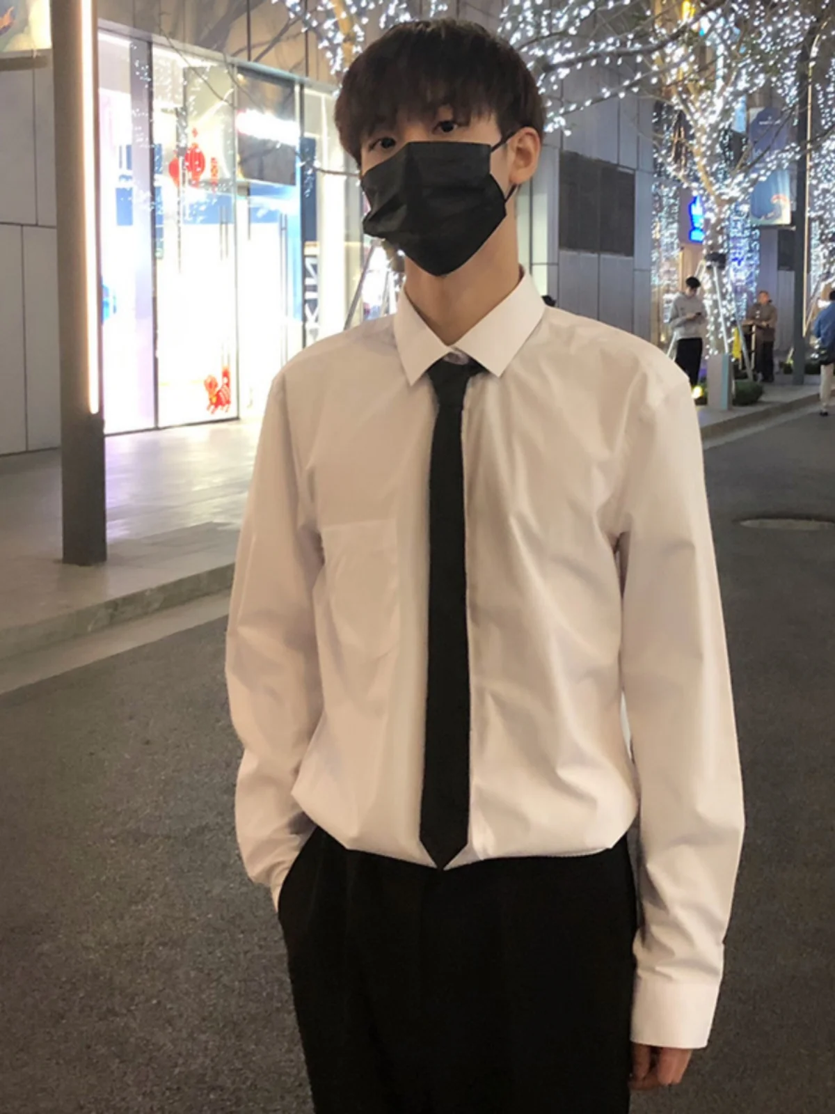 

Белая свободная мужская подставка Long Sve irt, не требующая железа, модная молодежная подставка из полиэфирного волокна, подходит для одежды Four Seasons