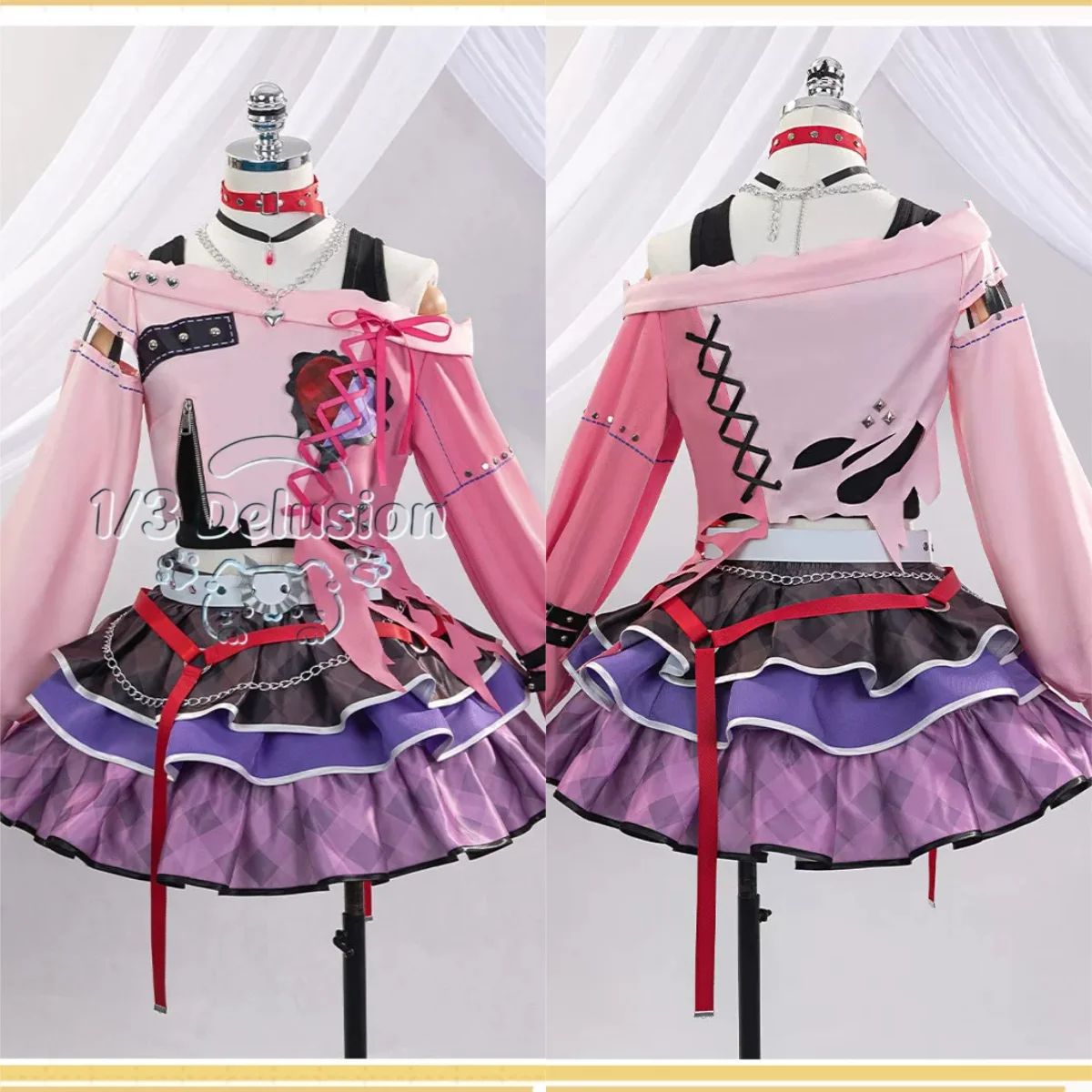 Anime game series: BanG Dream! Tamade Chiyu CHU² Dress Outfit Cosplay Costume Women Band Anime Full Outfit 1/3delusion