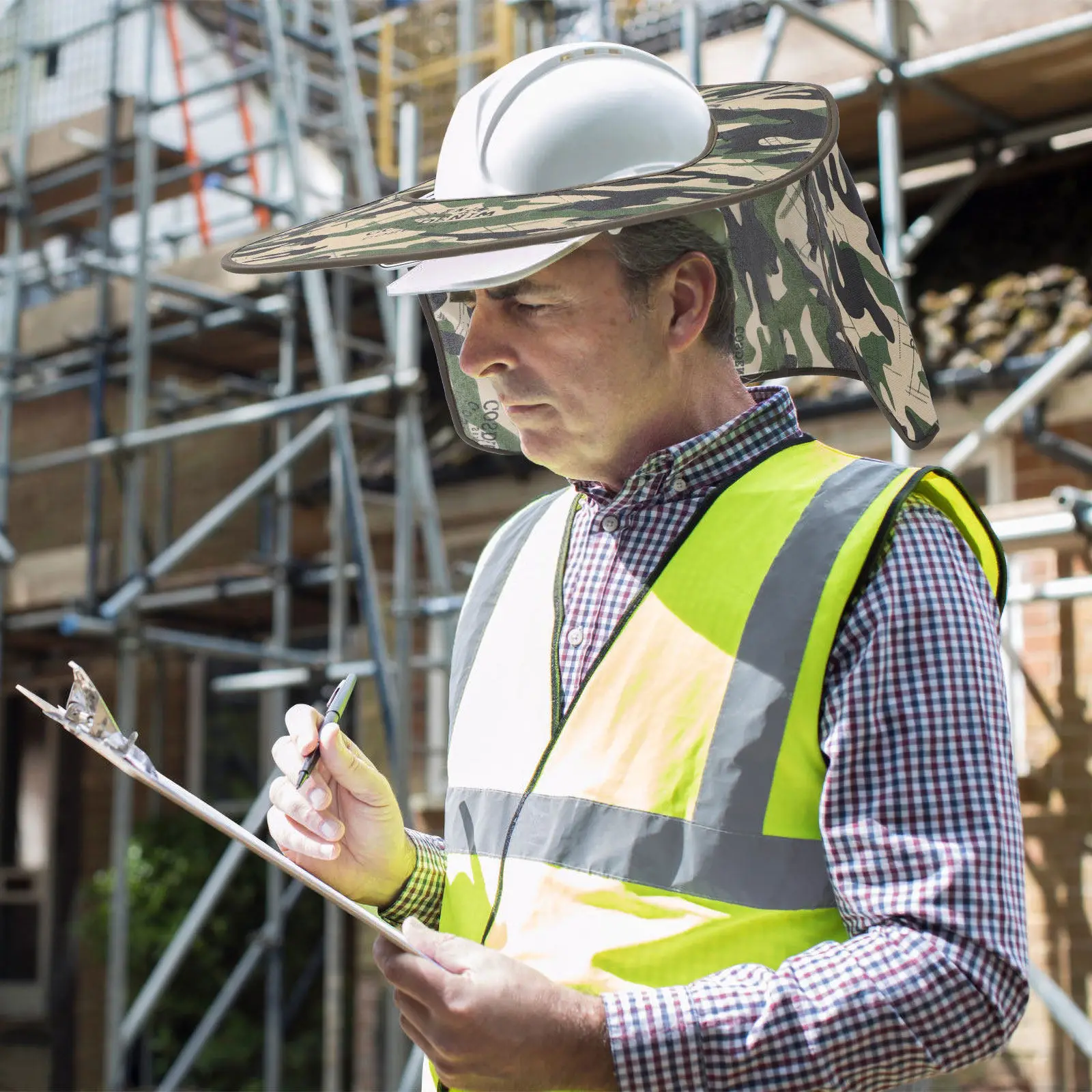 

Lightweight Sunshade Safety Hat Visor Sun Protection Hat Brim Neck Curtain Foldable Wide Rim Portable for Outdoor Site Work