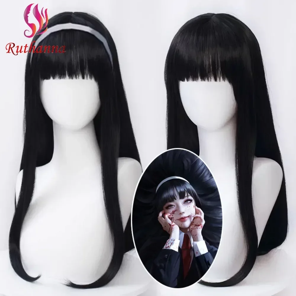 Cosplay Kawakami Tomie Black Blunt Bangs Synthetic Long Straight Wig Cute Girl Heat Resistant Fiber Cosplay The Dream Witch Wig