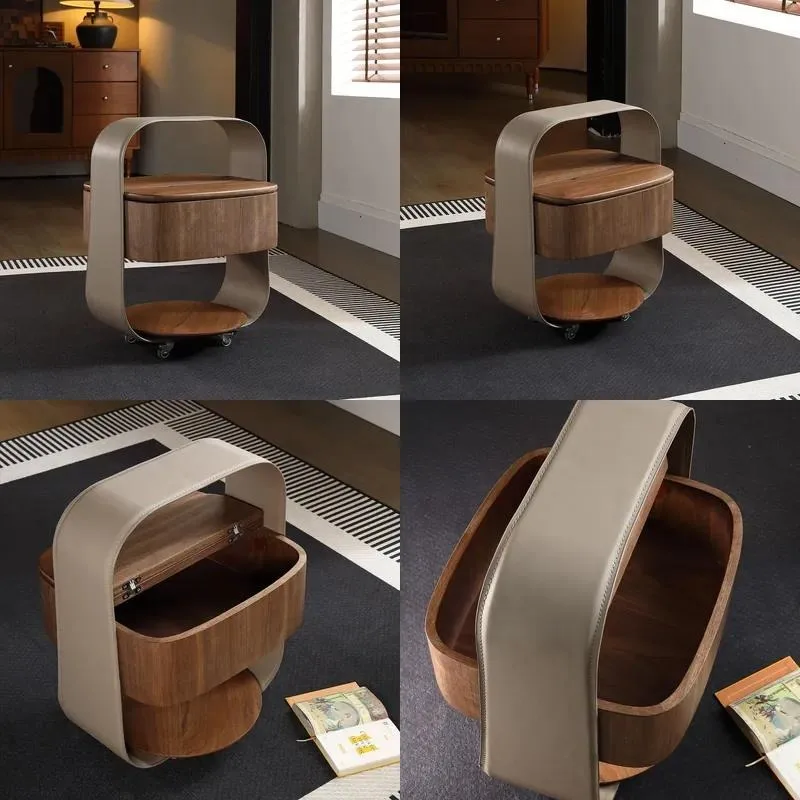 Modern Square Wooden Side Table Movable Small Coffee Table for Living Room Sofa Bedside Home Furniture Storage Nightstand