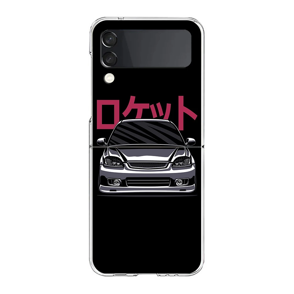 JDM Type R Civic Sport Car Phone Case For Samsung Galaxy Z Flip 3 4 5 6 fold High Hard PC Shell For Galaxy Z Flip 3 5 6 Cover