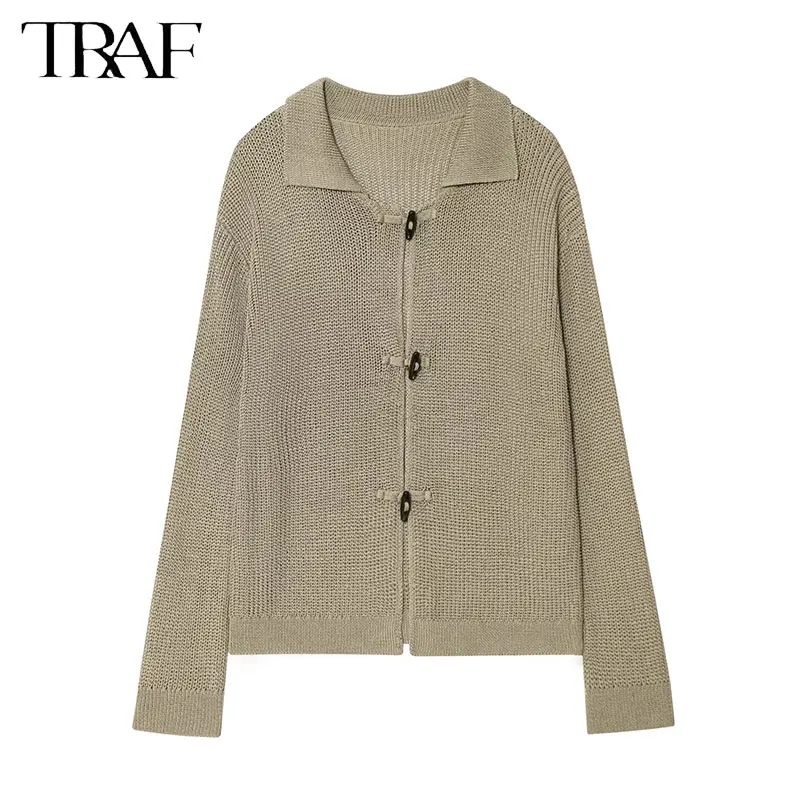 

TRAF 2025 женский вязаный шерстяной осенне-зимний модный легкий роскошный кардиган без рукавов с круглым вырезом и сотовым дизайном