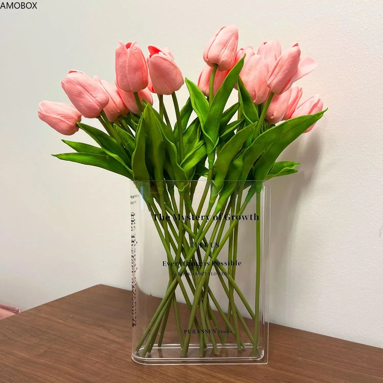 

AMOBOX-Bookend Acrylic Vases, Cute Bookshelf Decor, Unique for Book Lovers, Artistic and Cultural Flavor, Book About Flowers