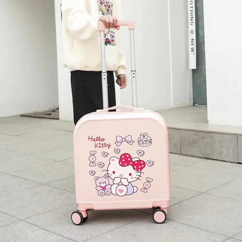 مرحبا كيتي الكرتون الطفل حقيبة سانريوس الأطفال الأمتعة فتاة صغيرة 20 بوصة كلمة المرور الصعود صندوق طالب حقيبة سفر