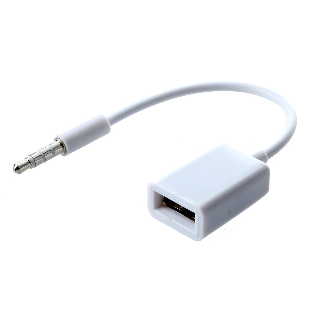 Masculino AUX Audio Plug Jack para USB 2.0 Cabo Conversor Feminino, MP3 carro, 3,5mm, branco