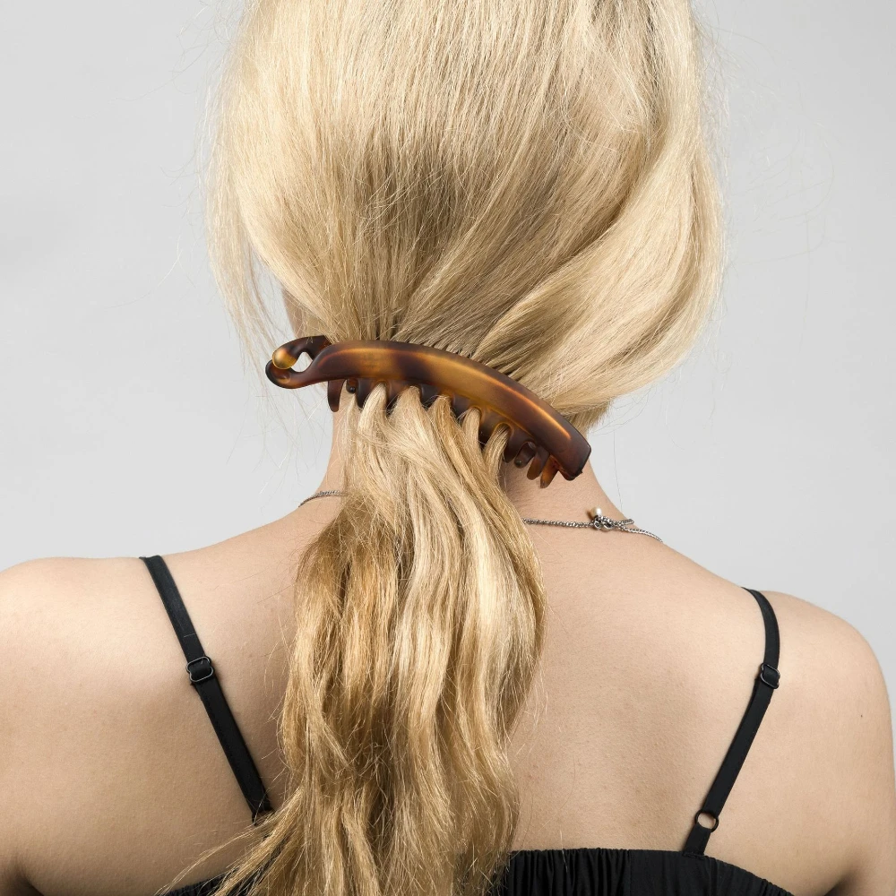موضة بلون زهرة الموز مقاطع الشعر بسيطة عدم الانزلاق الكلاسيكية النساء عدم الانزلاق ذيل حصان المشابك دبابيس الشعر للشعر الناعم