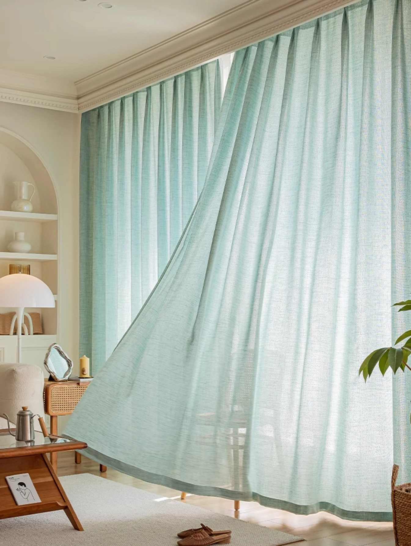 Linen Gauze Curtain Living Room Homestay Light-transparent Window Screen Cotton Linen Chinese Style Finished Product