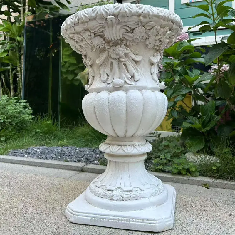 Home Decoration Villa Retro Wedding Road Decoration European Style Relief Flower Pot High-end Balcony Garden Courtyard